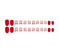 24 unghie finte natalizie a pressione, corte, unghie artificiali di Babbo Natale, coperture complete, per l'inverno