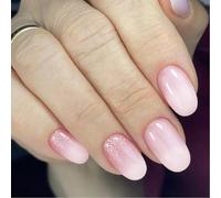 24 unghie finte ovali corte con glitter, per manicure, accessori