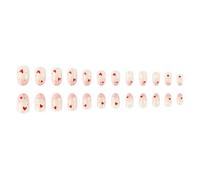 24 unghie finte ovali corte semplici unghie artificiali con cuore punta francese unghie punte artistiche San Valentino premere sulle unghie
