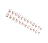24 Unghie Finte Ovali Lucide Puntini Caffè Corti ABS Presse Design Francese Decorazione Mamicure Per La Stampa Quotidiana Delle Feste Sulle Unghie