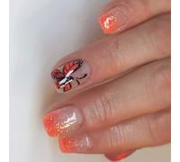24 unghie finte per autunno inverno francese glitter design farfalla facile applicazione lunga ultimo inverno french glitter unghie finte