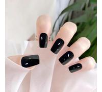24 unghie finte quadrate a pressione, a pressione, a lunga durata, con colla, rimovibili, per nail art, da donna (B)