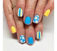 24 unghie finte quadrate corte con fiori a pressione in tinta unita unghie acriliche lucide coperture complete adesive