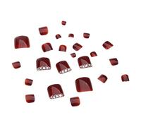 24 unghie finte quadrate corte in cristallo di vino luccicante lucido unghie finte per matrimonio copertura completa unghie per piedi da sposa unghie finte punte premere sulle unghie finte per alluce