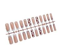 24 unghie finte quadrate lunghe con motivo leopardato lucido con punta francese bianca, copre completamente le unghie