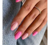 24 unghie glitterate a pressione per french tip finte semplici coperture complete adesive corte rotonde acriliche