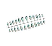 24 unghie natalizie a pressione, copertura completa, unghie finte a mandorla con albero verde festivo bastone sulle unghie per Capodanno