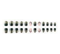 24 unghie natalizie a pressione, corte, rotonde, per l'inverno, copertura completa, unghie finte glitterate