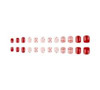24 unghie per San Valentino, corte e quadrate, a pressione, a forma di cuore, per manicure e manicure per varie occasioni