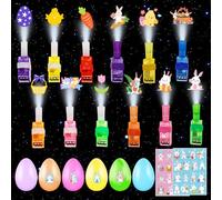 24 Uova di Pasqua Da Riempire, 24 Giocattoli Con Lampade a Dita, Easter Finger Light Bambini Con 2 Adesivi, Uovo di Pasqua Riutilizzabili, Decorazioni di Pasqua Ideali E Regali per Bambini