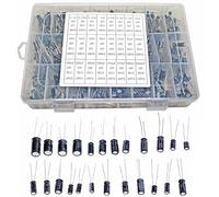 24 Values 500pcs 0.1UF - 1000UF Aluminum Electrolytic Capacitor Assortment Kit with Box, 16V-50V in-Line Capacitors Electronic Components for DIY Projects Capacitance Meters