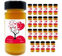 24 vasetti di miele millefiori con etichetta personalizzata, ideali per realizzare esclusive bomboniere di matrimonio (135g, Albero sposi)