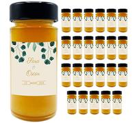 24 vasetti di miele millefiori con etichetta personalizzata, ideali per realizzare esclusive bomboniere di matrimonio (135g, Natura)