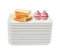 24 vassoi per fast food antiscivolo, rettangolari, in plastica, impilabili, per cucina, ristoranti, 36 x 27 x 2 cm (bianco)