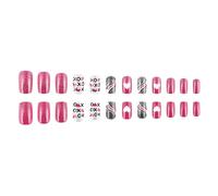 24 Volte Argento Glitter Pieno Coperture False Nails Cuore Premendo Su Chiodi Bastone Corto Su Chiodi Chiodi Acrilici Per San Valentino