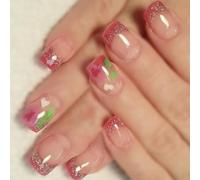 24 Volte Cuore Full Stick Unghie San Valentino False Nails French Press Su Unghie Quadrate