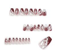 24 volte Fiamma Fiamma Unghie Finte Balletto Breve Stampa Su Unghie Copertine Intere Incollare Su Unghie Gradiente Artisti Acrilici Chiodi