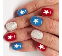 24 volte Independence Day False Nails Star Unghie Artificiali 4 Luglio Rivestimenti Interi Incollare Su Unghie Breve Rotondo Press Su Unghie