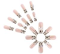 24 Volte Lungo Quadrato False Nails Archi Unghie Artificiali Punte Francesi Bastone Su Leopardo Macchina Da Stampa Per Donna