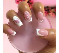 24 volte media lunghezza bastone sulle unghie cuore scintillante include falsi consigli francesi stampa su forniture manicure