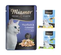 24 x 100 g Miamor Delicato Filetto in Gelatina + 8 x 20 g Milky Shake: Pollo e Tacchino gratis! - 24 x 100 g Tonno & Calamari + 8 x 20 g Milky Shake: Pollo e Tacchino