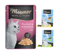 24 x 100 g Miamor Delicato Filetto in Gelatina + 8 x 20 g Milky Shake: Pollo e Tacchino gratis! - 24 x 100 g Tonno & Granchio + 8 x 20 g Milky Shake: Pollo e Tacchino