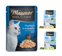 24 x 100 g Miamor Delicato Filetto in Gelatina + 8 x 20 g Milky Shake: Pollo e Tacchino gratis! - 24 x 100 g Tonno in gelatina di Granchio + 8 x 20 g Milky Shake: Pollo e Tacchino