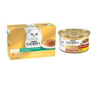 24 x 85 g Gourmet Gold + 12 x 85 g Dadini in Salsa Umido per gatti gratis! - 24 x 85 g Tortini Mix con Verdura + 12 x 85 g Dadini in Salsa Salmone e Pollo