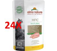 24 X Almo Nature Jelly Hfc Natural Gatto Busta Filetto Di Pollo 55 Grammi