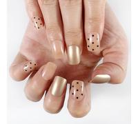 24 x coperture complete glitterate per unghie artificiali, gradienti di colore da incollare sulle unghie, a pois neri, in acrilico, spingere brevemente le unghie