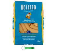 24 X De Cecco Pasta Rigatoni N. 24, 100% Pasta Italiana Confezione da 500 g + Portachiavi Beni Culinari Gratis