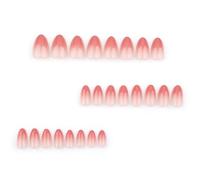 24 x Festival Press On Nails unghie corte a forma di mandorla, gradienti di colore da incollare sulle unghie, unghie artificiali con pizzo francese per l'uso quotidiano