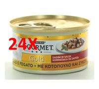 24 X Gold Gourmet Gr.85 Dadini Pollo-fegato