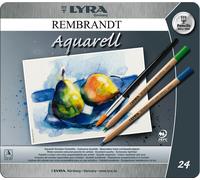 24 X LYRA Rembrant Matita Colorata Artista Idrosolubile IN Regalo Teglia
