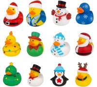 24 X Natale Gomma Anatra Bagno Giocattoli Festa Regali Premi Tema Decorazioni