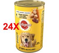 24 X Pedigree Dog Cibo Umido Per Cane Con Pollo E Carote In Lattina Da 400 Gr