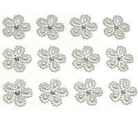 24 x strass autoadesivi decorativi a forma di fiore con perla e diamanti finti AB, in acrilico