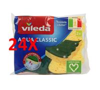 12 Spugna Vileda Aqua Classic biodegradibille fibra abrasiva pulizia Cucina