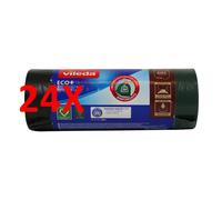 24 X Vileda Ecobag 100% Riciclato 12 Sacchi Pattumiera Con Maniglie 50 Lt 70x75