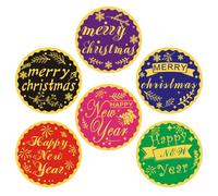 240 adesivi natalizi adesivi di buon Natale e felice anno nuovo, adesivi natalizi rotondi in carta patinata da 2 pollici per cartoline,etichette con lamine d¡¯oro per il capodanno