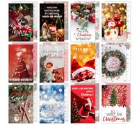 240 biglietti di Natale Vangelo, biglietti di preghiera tascabili con versi della Bibbia, dispense per evangelizzazione cristiana per bambini e adulti, forniture per ministero della Chiesa, 12 disegni