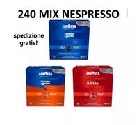 240 Capsule Caffè Lavazza Nespresso, Crema e Gusto Classico, Rossa, Forte Mix