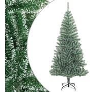 240 cm Artificial Flocked Christmas Tree, Green, Realistic PET Tips, Durable Metal Stand, Reusable Indoor Winter Holiday Decoration, White Snow Effect