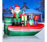 240 CM Decorazione Natalizia Gonfiabile, Babbo Natale Decorazione Natalizia per Yacht, 8 FT Decorazione Giardino con Luce LED Gonfiabile per Interni/Esterni, Decorazione Natalizia per Cortile, Prato