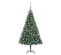 240 cm Pre-Lit Artificial Christmas Tree, Green PVC, con 300 s, 2100 consigli, Rose Gold Ornaments & Star Topper, supporto in metallo, decorazione per interni