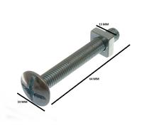 240 Da Bulloni Per Tetto Cross Head + Dadi Quadrati ZP 8MM X 60MM