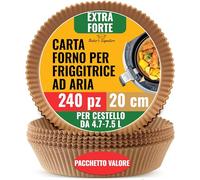240 fodere usa e getta per friggitrice ad aria, fogli di carta pergamena per friggitrice ad aria, fogli da forno non sbiancati, rotondi da 20,3 cm per cestelli fino a 5-8 qt, ideali per forno, padelle