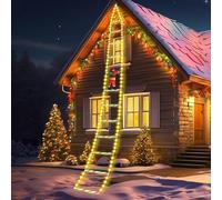 240 luci fiabesche LED Babbo Natale Scala 3M striscia luminosa di Natale LED con funzione timer di memoria,8 modalità,luci decorative natalizie per esterni,interni,finestre,giardini (bianco caldo)