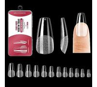 240 Pezzi Unghie Finte Acrilico Artificiale,Unghie Finte in Gel,Unghie Finte Capsule Trasparente,Copertura Completa 12 Misura,Unghie Finte per Art Nail Design(Media bara)