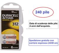 240 pile batterie DURACELL ACTIVAIR 312 protesi acustiche apparecchi acustici